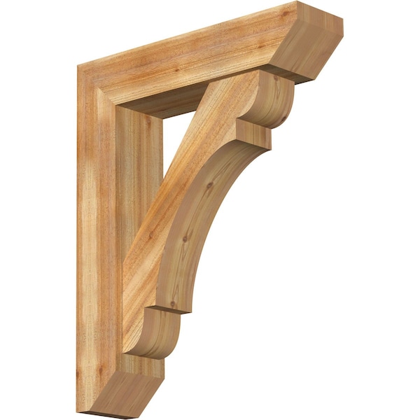 Ekena Millwork Olympic Slat Rough Sawn Bracket w/ Offset Brace, Western Red Cedar, 8"W x 32"D x 40"H BKT0806X32X40OLY06RWR - main